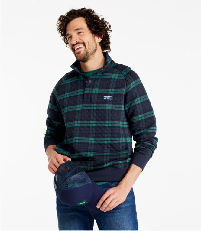 Men's Quilted Sweatshirt, Mockneck, Plaid