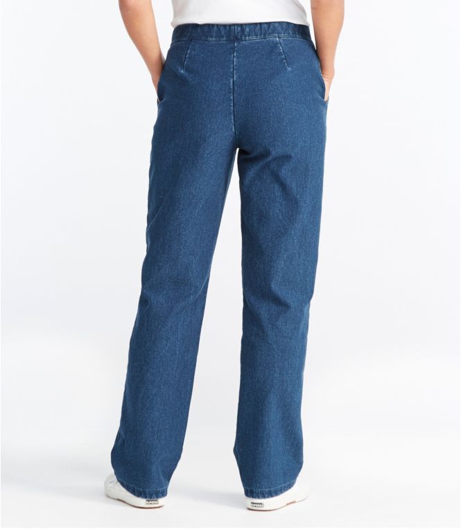Women's Perfect Fit Pants, Denim Straight-Leg Fleece-Backed
