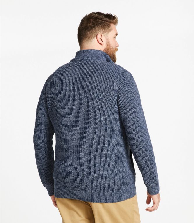 Men's Organic Cotton Waffle Sweater, Full Zip