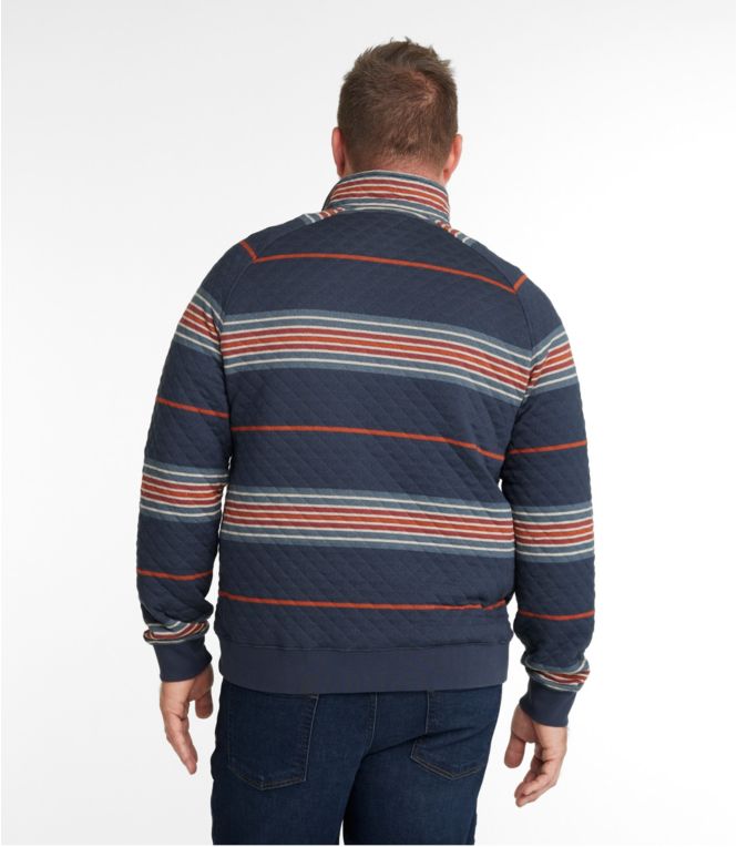 Men's Quilted Sweatshirt, Mockneck, Stripe
