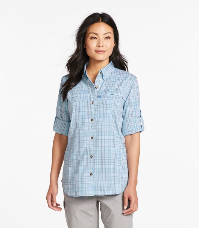 Women's Tropicwear Shirt, Plaid Long-Sleeve