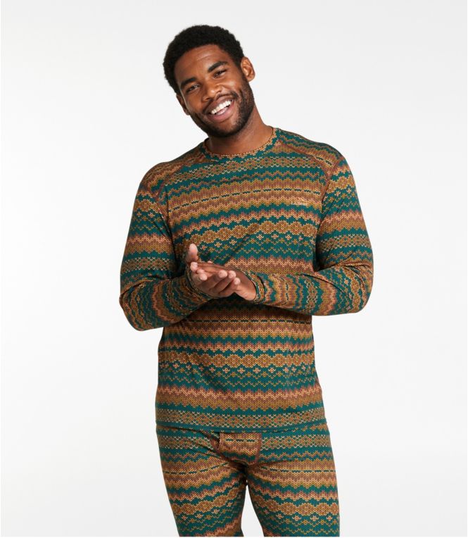 Men's L.L.Bean Lightweight Crew Base Layer, Long-Sleeve Print