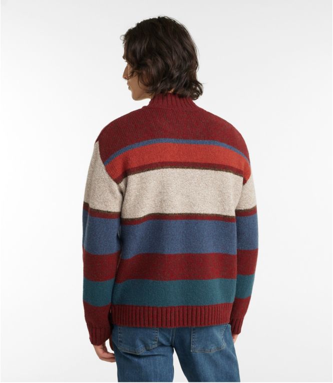 Men's Bean's Classic Ragg Wool Sweater, Half Zip, Stripe