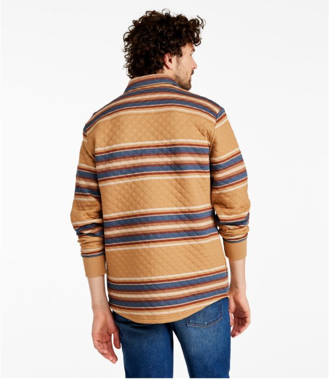 Men's Quilted Sweatshirts, Snap Overshirt, Stripe