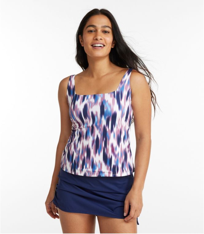 Women's New Currents Swimwear, Squareneck Tankini Top Print