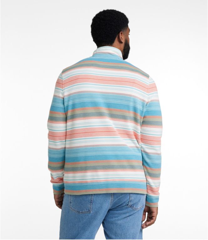 Men's Comfort Stretch Piqué Quarter Zip Pullover, Long-Sleeve, Stripe