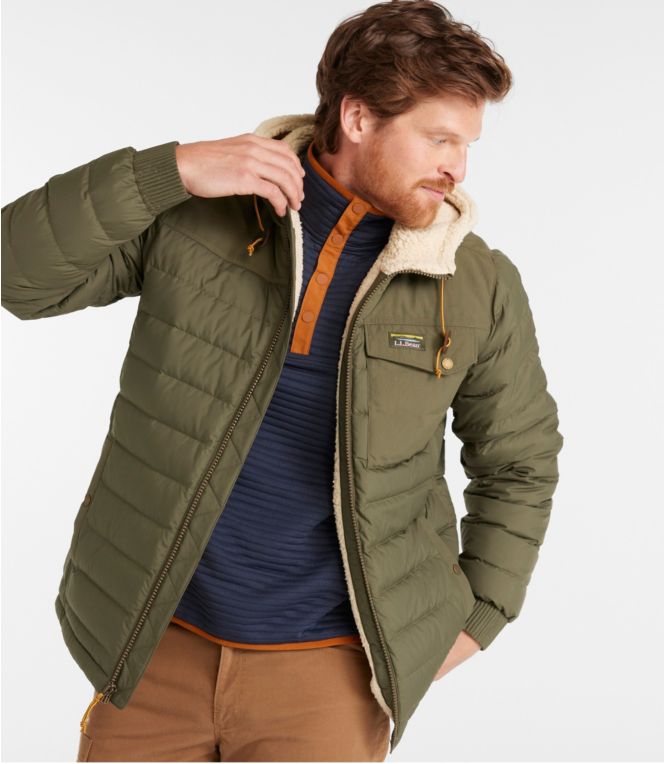 Men's Mountain Classic Down Hooded Jacket, Sherpa-Lined