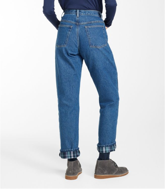 Women's Double L® Jeans, Ultra-High Rise Tapered Leg Flannel-Lined
