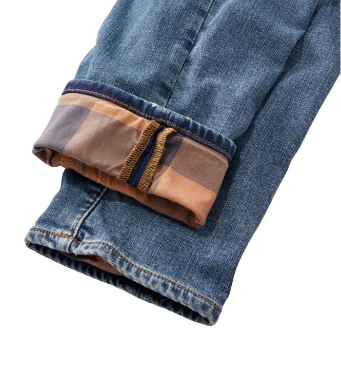 Women's Signature Lined Boyfriend Jeans, Low-Rise Straight-Leg Flannel-Lined
