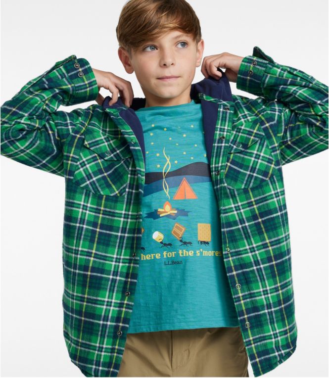 Kids' Fleece-Lined Flannel Shirt, Hooded Plaid
