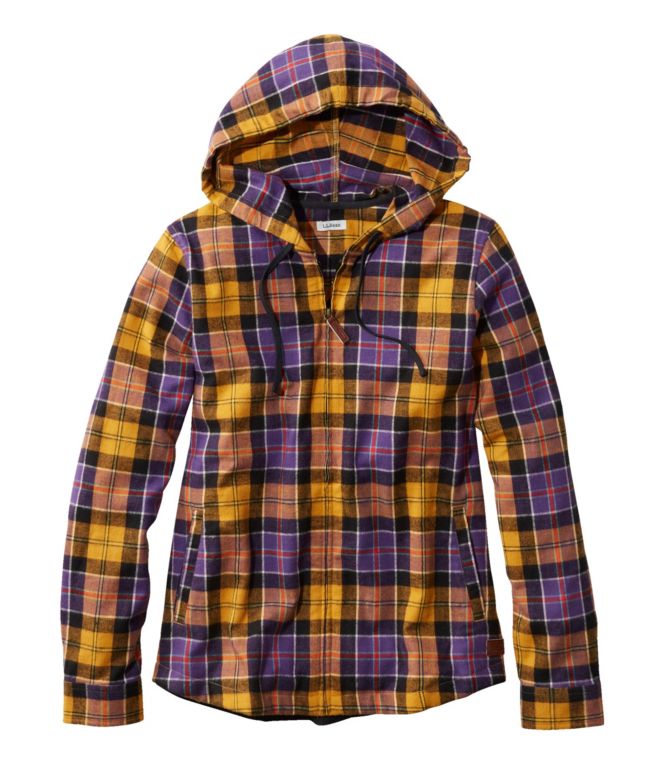 Women's Scotch Plaid Flannel Shirt, Relaxed Zip Hoodie
