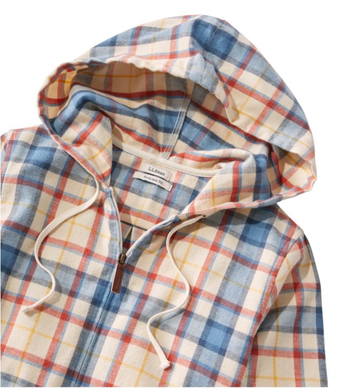 Women's Scotch Plaid Flannel Shirt, Relaxed Zip Hoodie