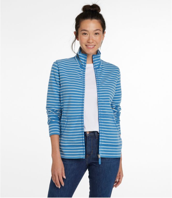 Women's Ultrasoft Sweats, Full-Zip Mock-Neck Jacket Stripe