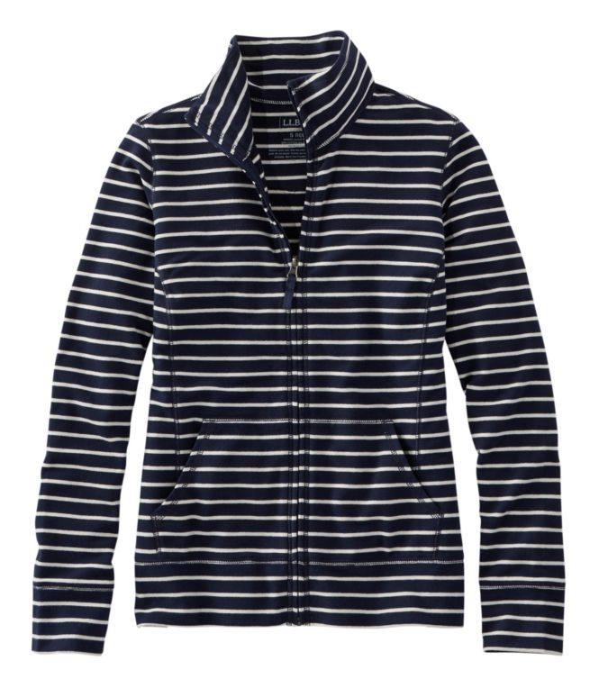 Women's Ultrasoft Sweats, Full-Zip Mock-Neck Jacket Stripe