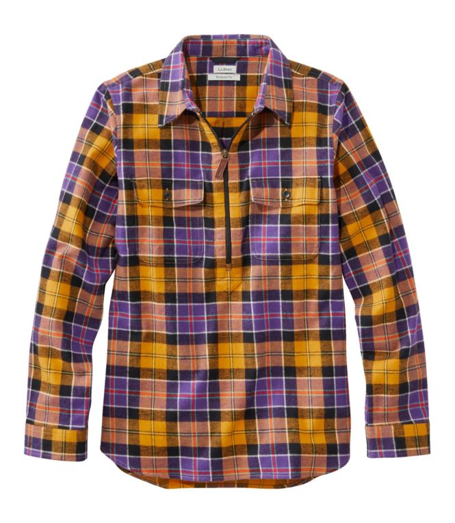 Women's Scotch Plaid Flannel Shirt, Quarter-Zip