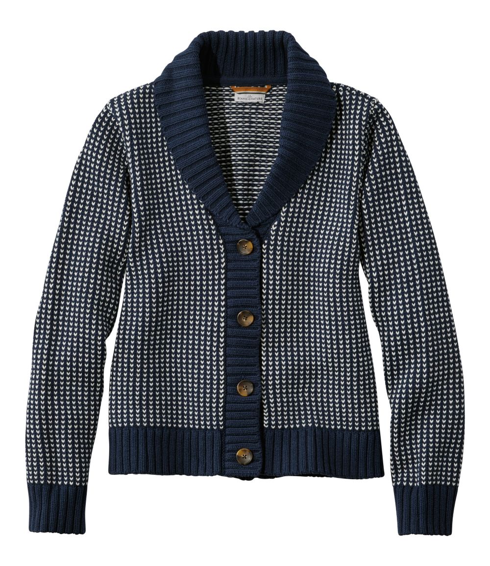 Women's Signature Original Cotton Sweater, Shawl Cardigan Bird's-Eye