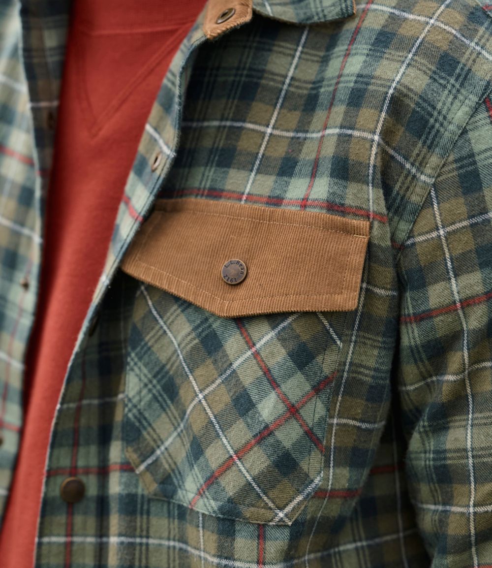 Men's Scotch Plaid Flannel Shirt, Snap-Front, Slightly Fitted Untucked Fit