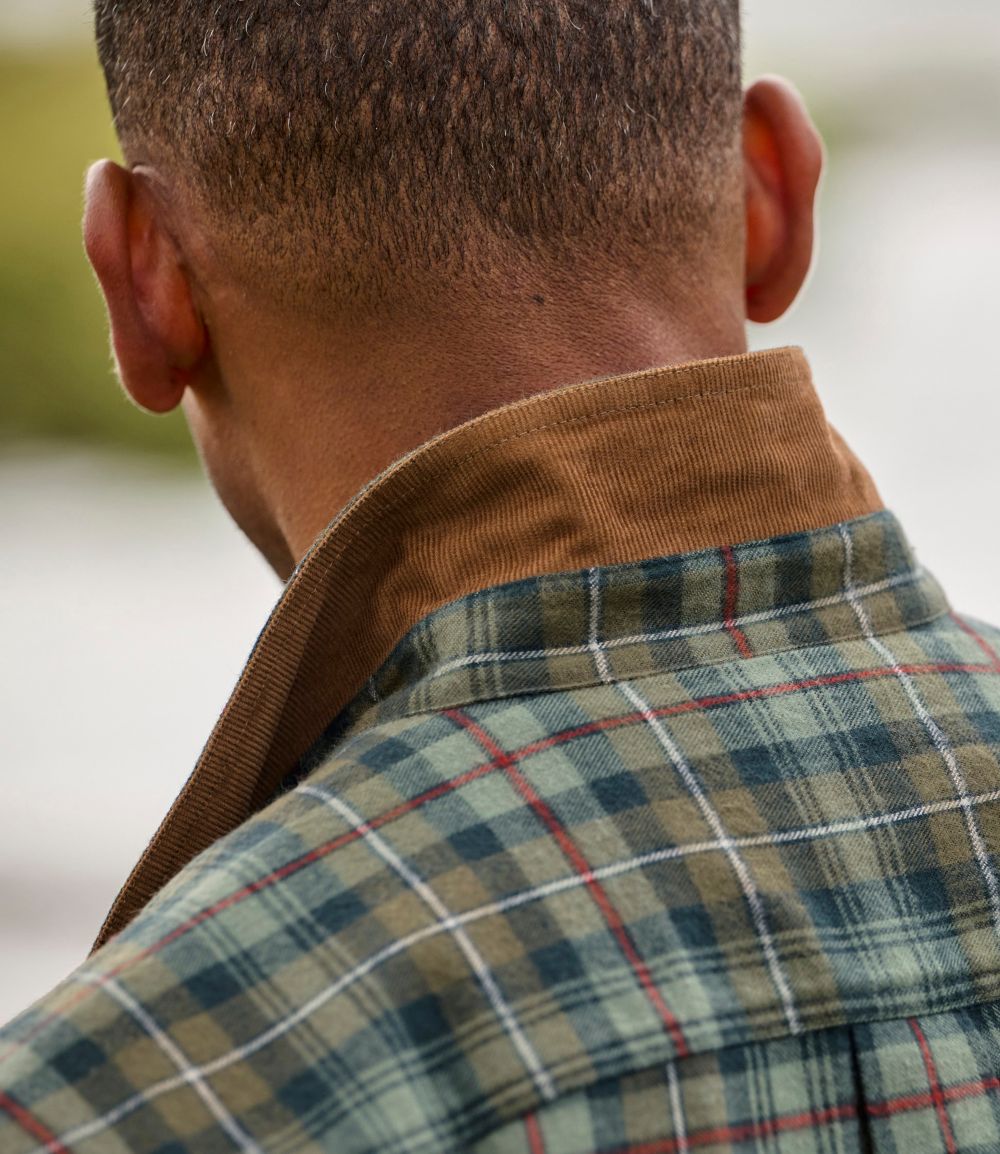 Men's Scotch Plaid Flannel Shirt, Snap-Front, Slightly Fitted Untucked Fit