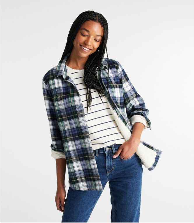 Women's Scotch Plaid Shirt, Sherpa-Lined