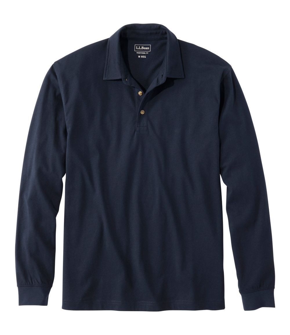 Men's Carefree Unshrinkable Polo, Long-Sleeve, Without Pocket