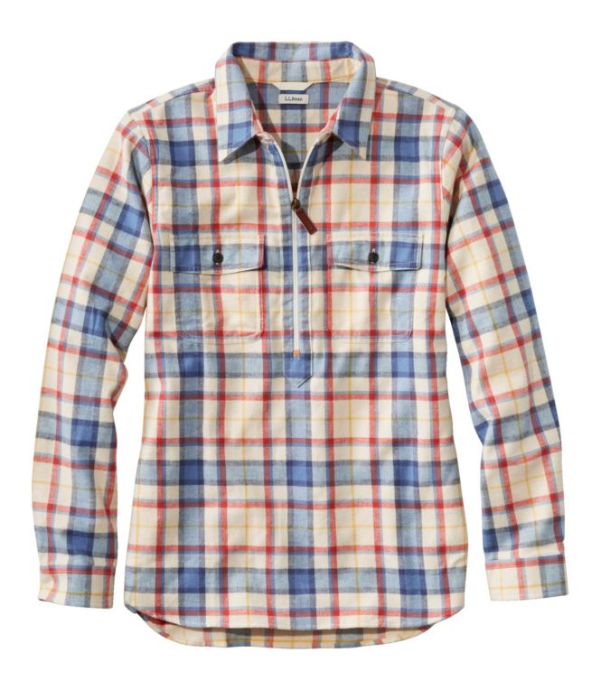 Women's Scotch Plaid Flannel Shirt, Quarter-Zip