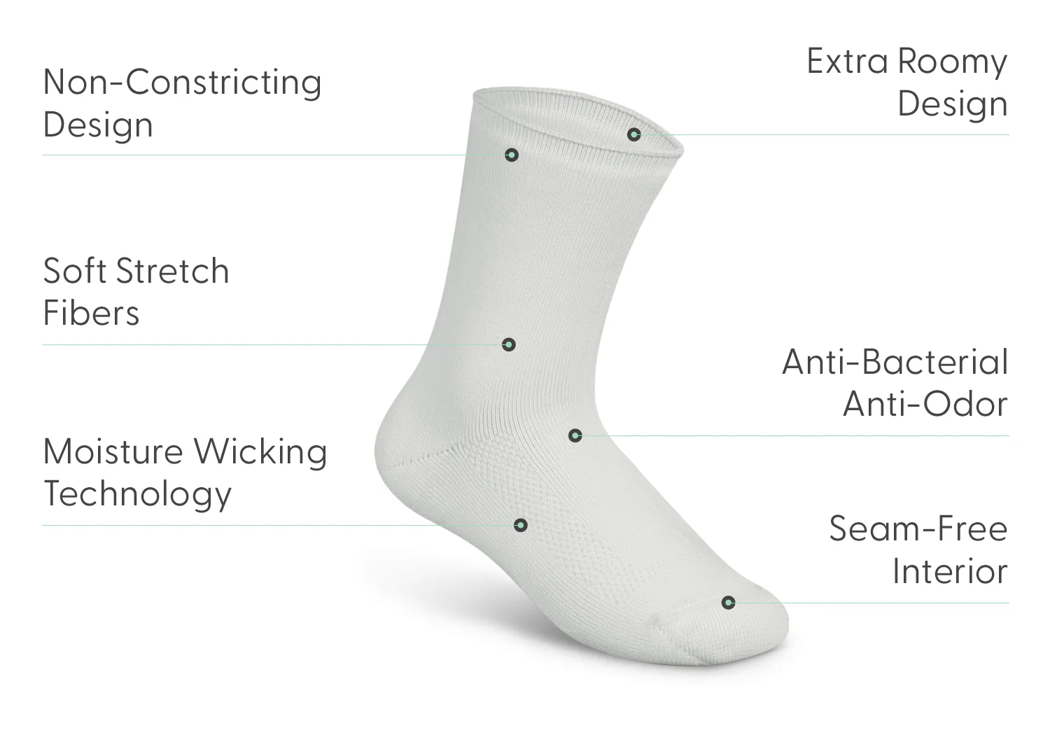 Extra Roomy Diabetic Socks (Thick) - White