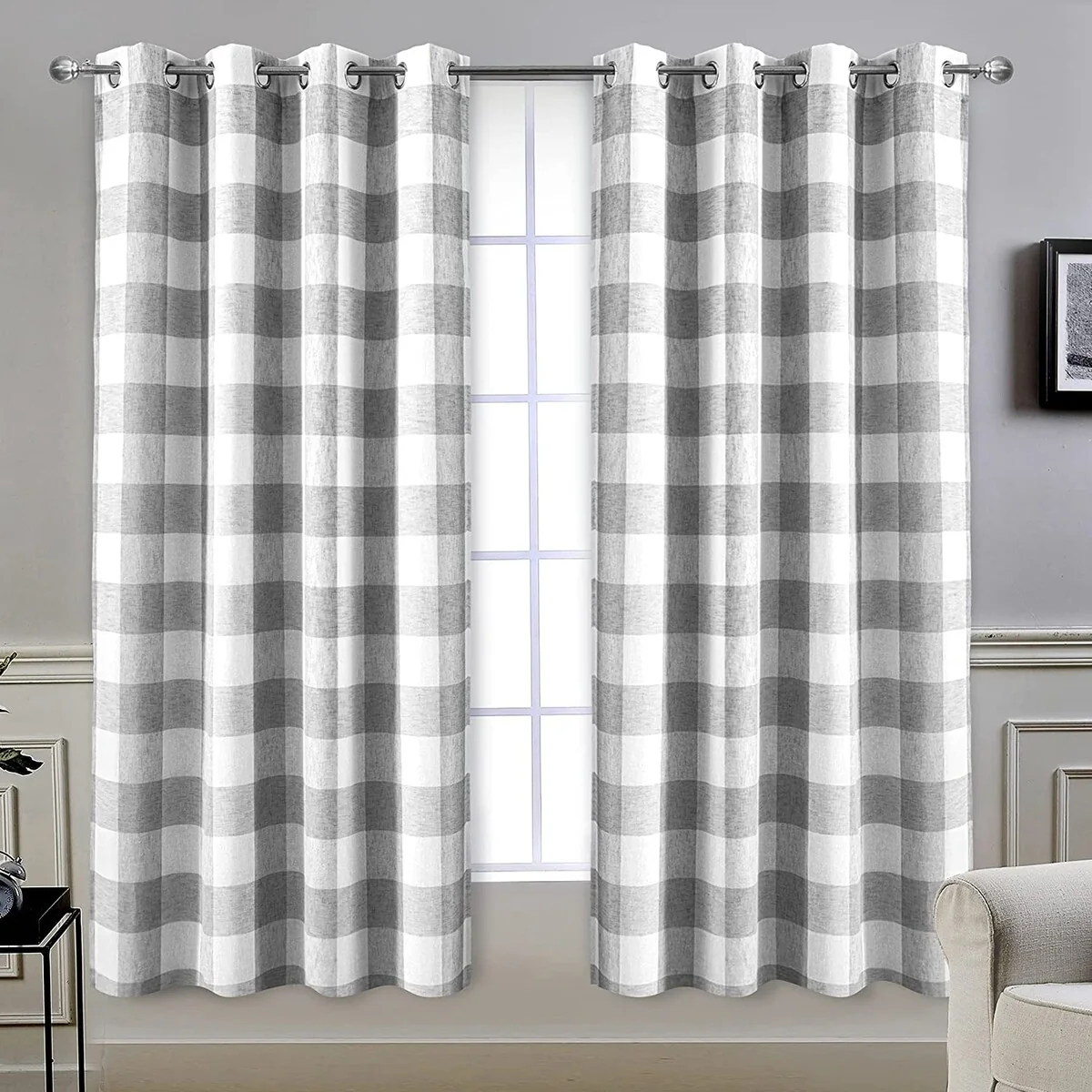 DriftAway Buffalo Check Woven Plaid Pattern Lined Blackout Thermal Insulated Window Curtain