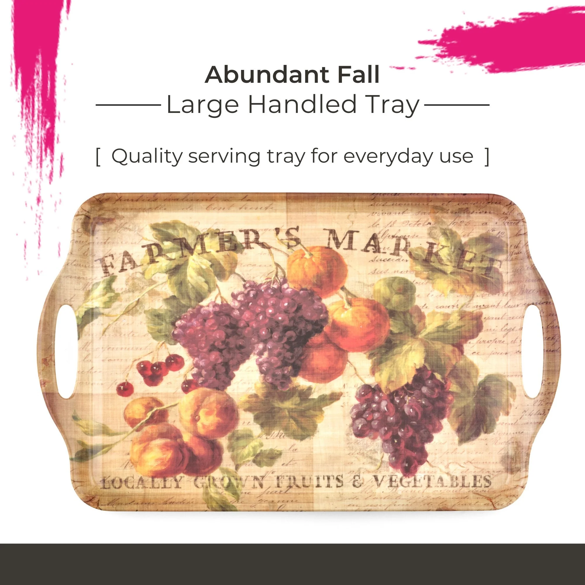 Pimpernel Abundant Fall Large Melamine Handled Tray - 19.25