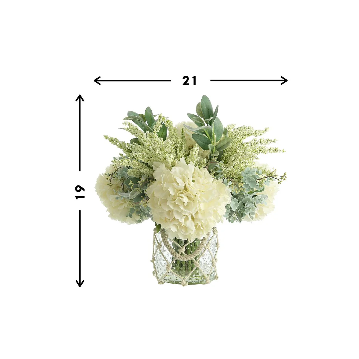Faux Floral Arrangement with Hydrangeas, Eucalyptus and Heather