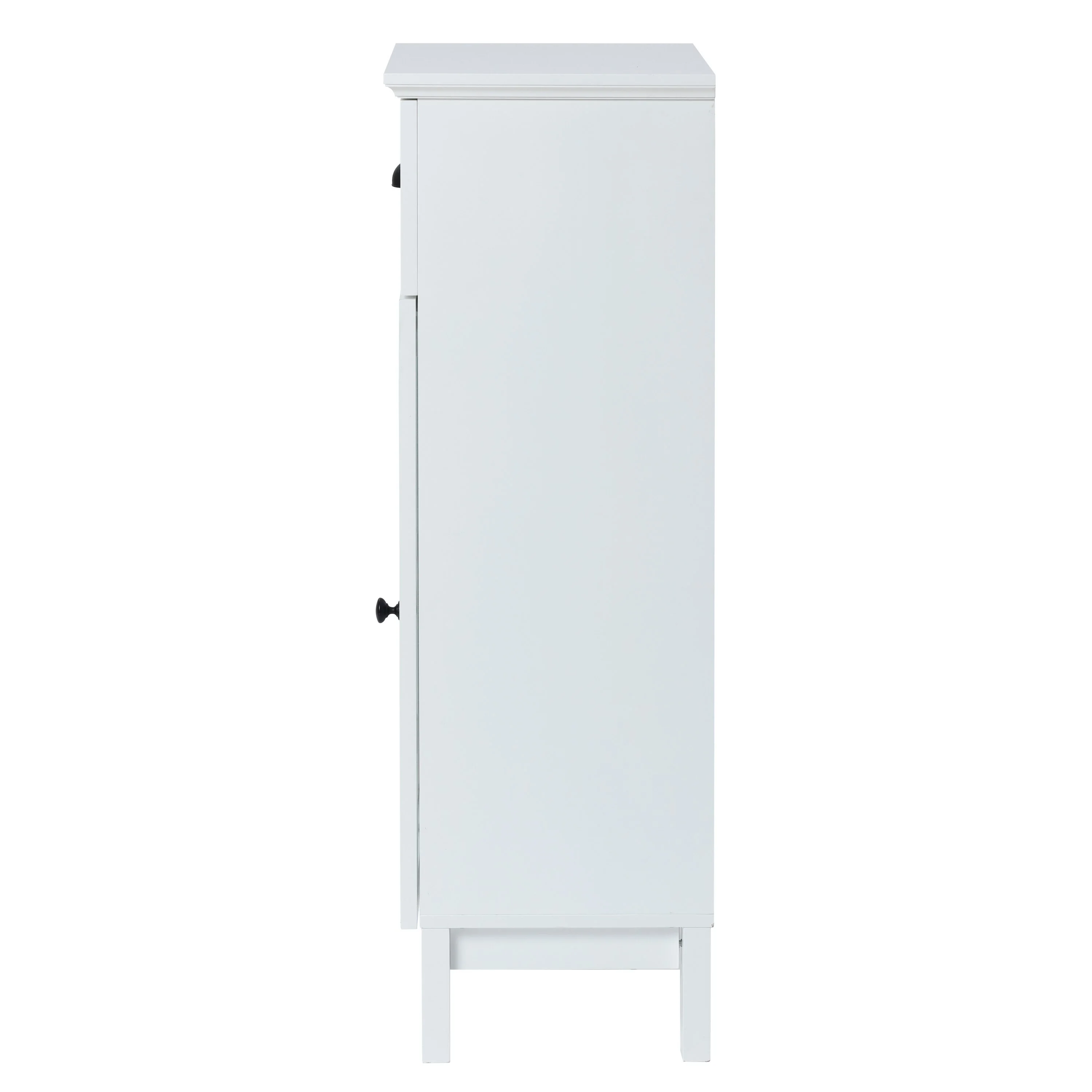 White MDF Wood Slim Bathroom Storage Cabinet and End Table - 37