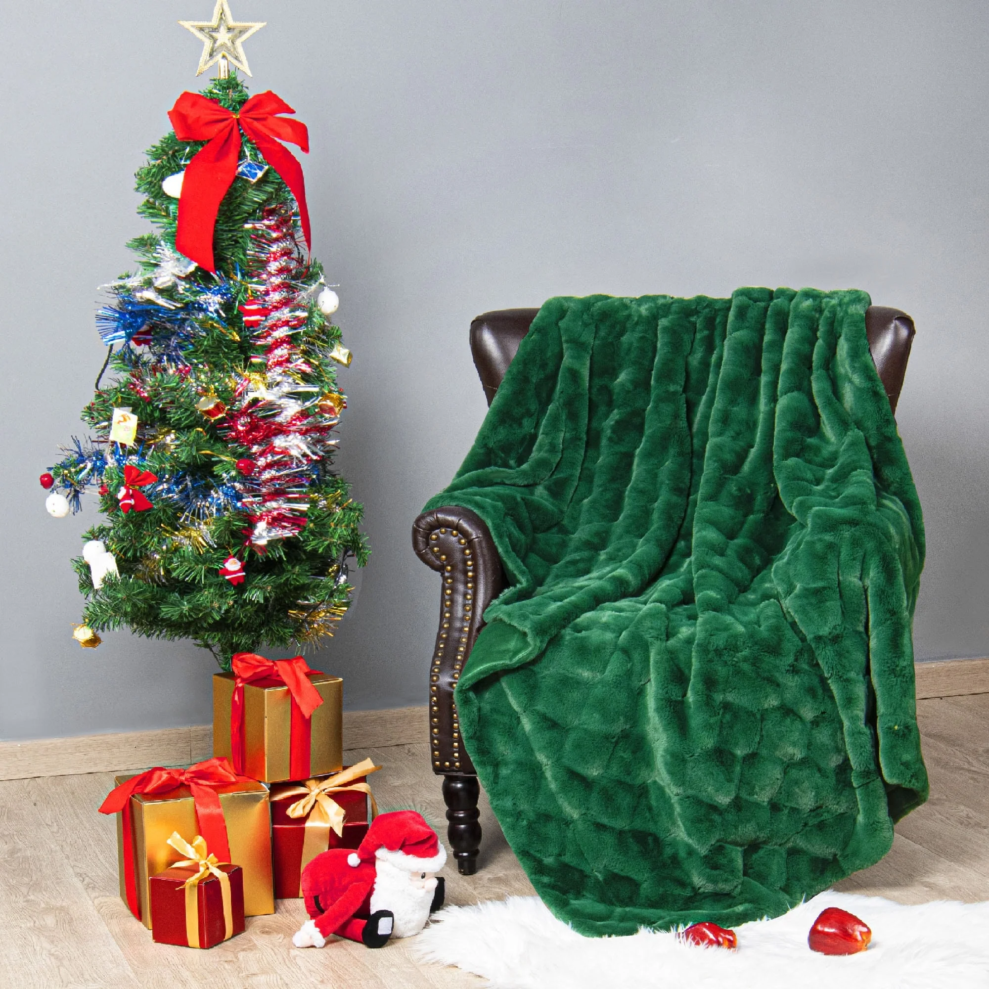 Christmas jacquard imitativerabbit fauxfur throw 50