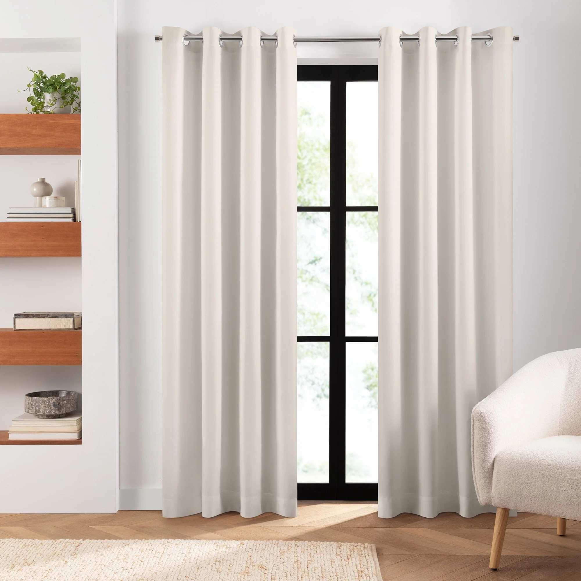 Cairo Solid Grommet Indoor/Outdoor Window Curtain, Set of 2