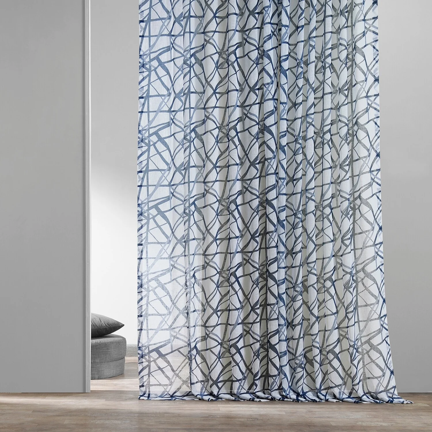 Exclusive Fabrics Matrix Printed Faux Linen Sheer Curtain (1 Panel)
