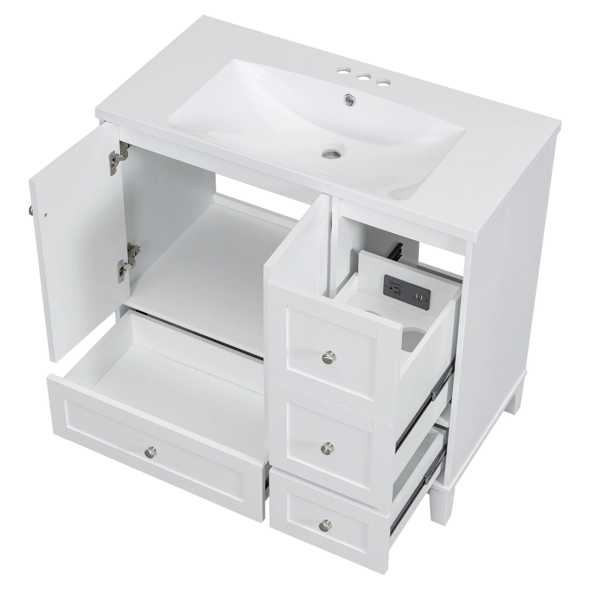 36 Inch Modern Bathroom Vanity with USB Charging