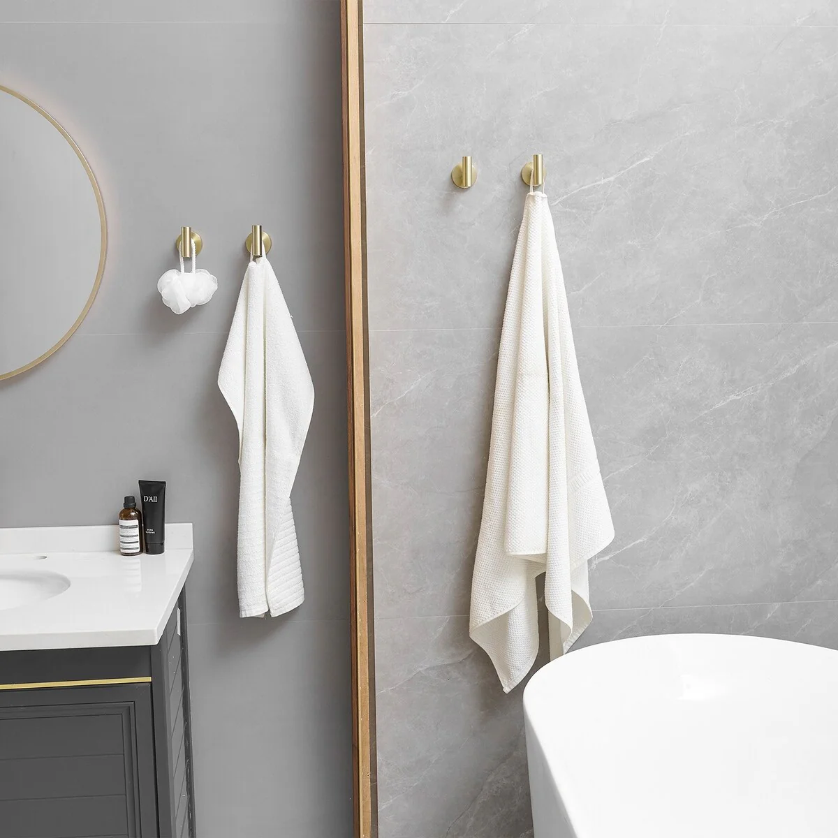 Bathroom Robe Hook Round Towel Hook in Stainless Steel(2-Pack)