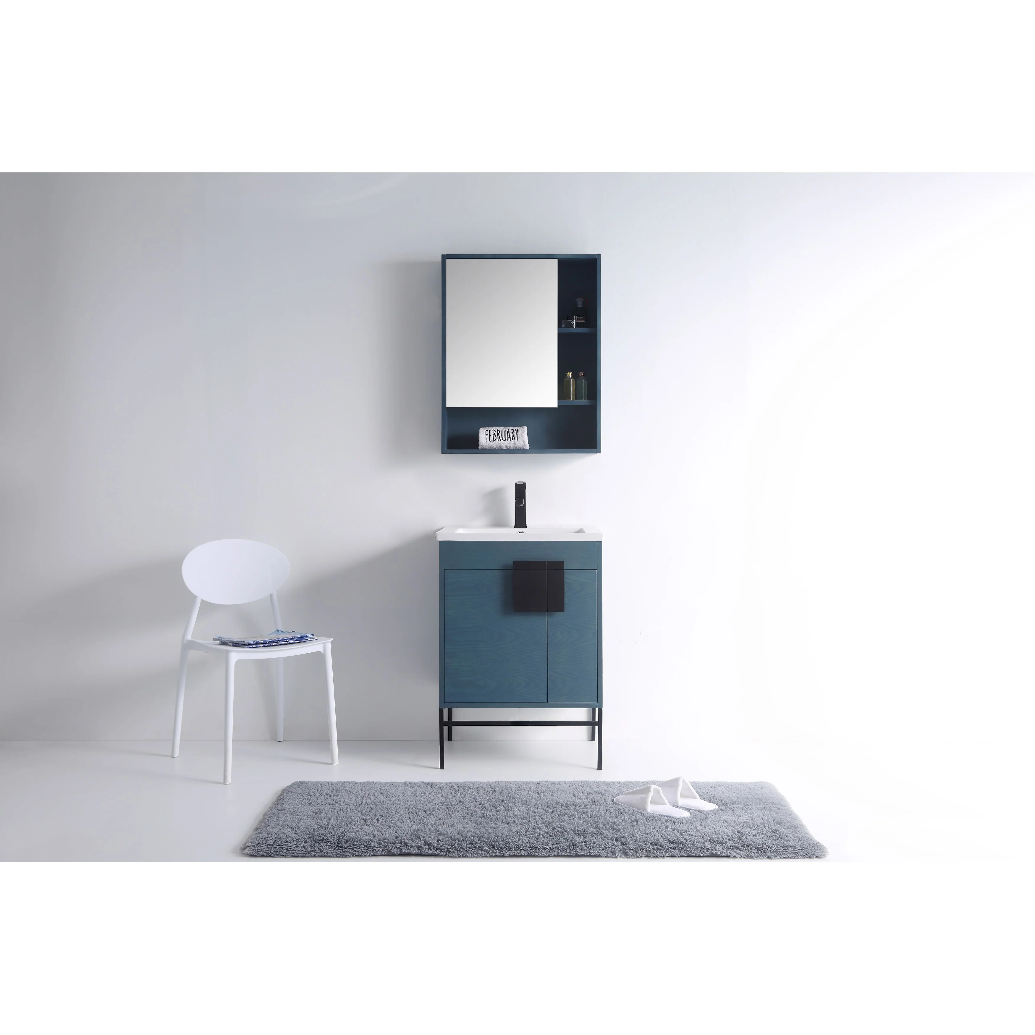 24-inch Modern Bathroom Vanity Set w/ Vitreous China Sink Top