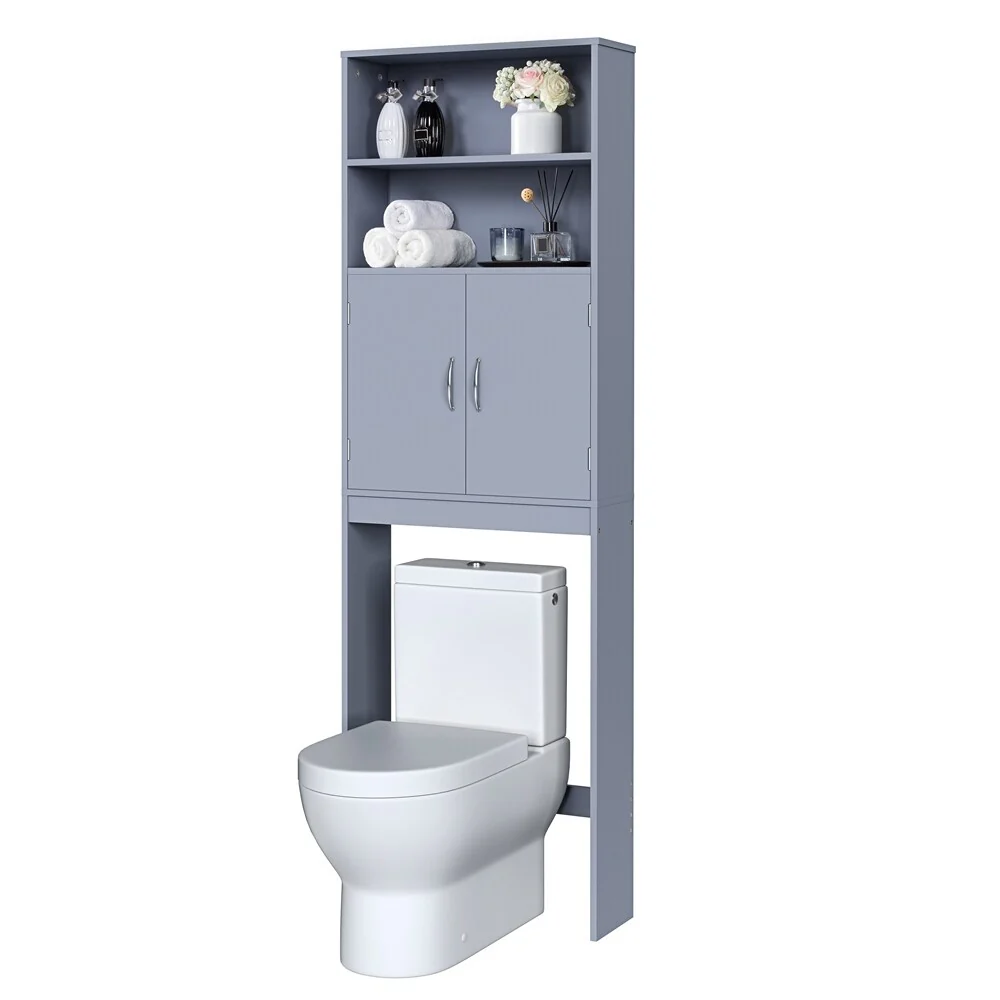 Yaheetech 2-Shelf Bathroom Organizer Over The Toilet,Double Doors
