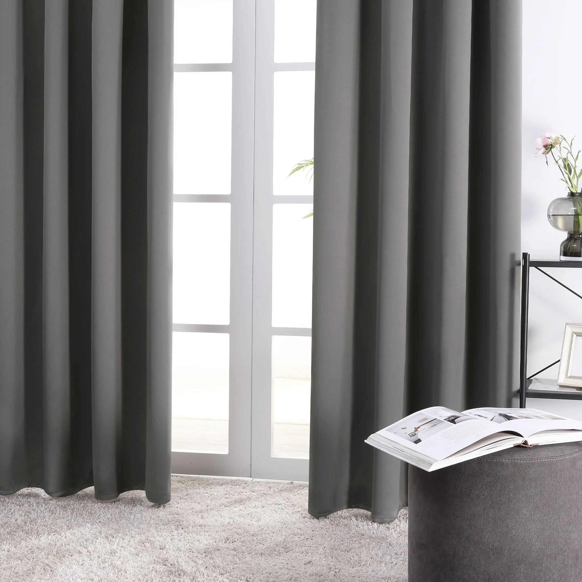 Deconovo Solid Rod Pocket Curtain Panel Pair (2 Panel)
