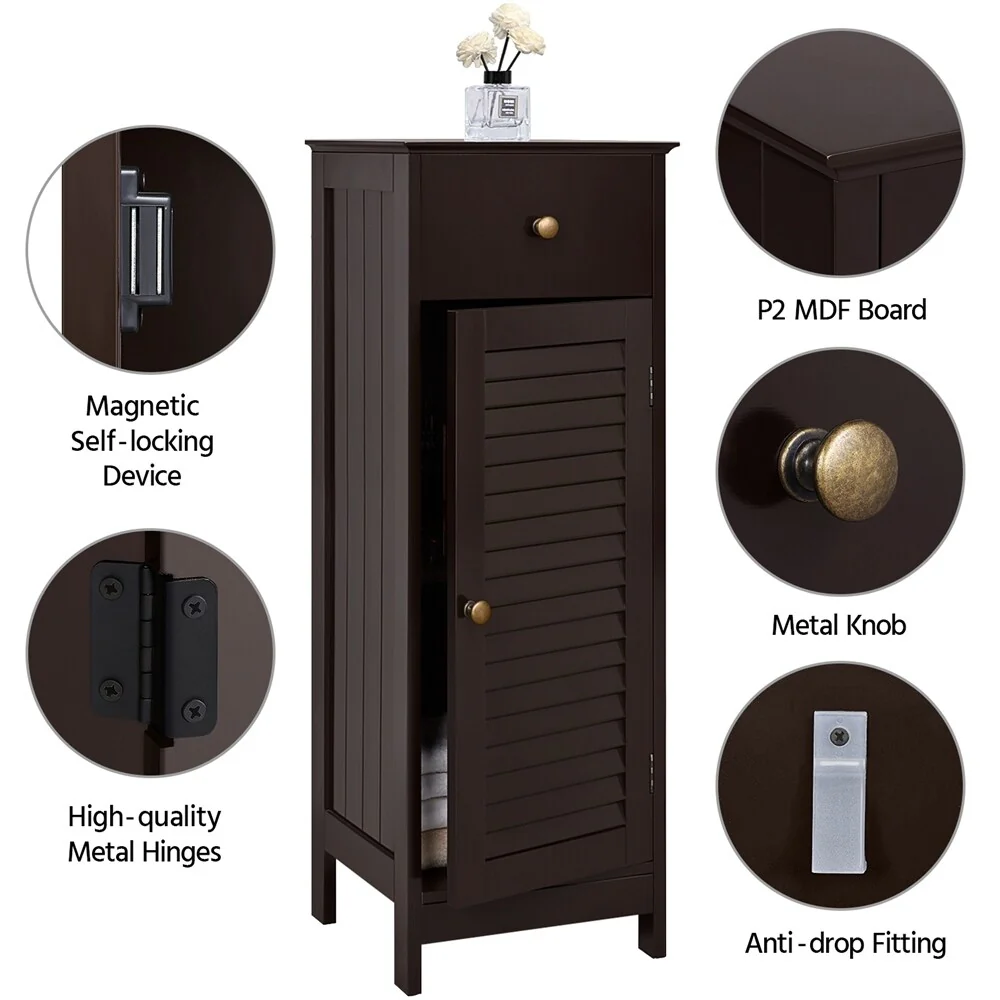 Yaheetech Bathroom Free Standing Storage Floor Cabinet with Drawers
