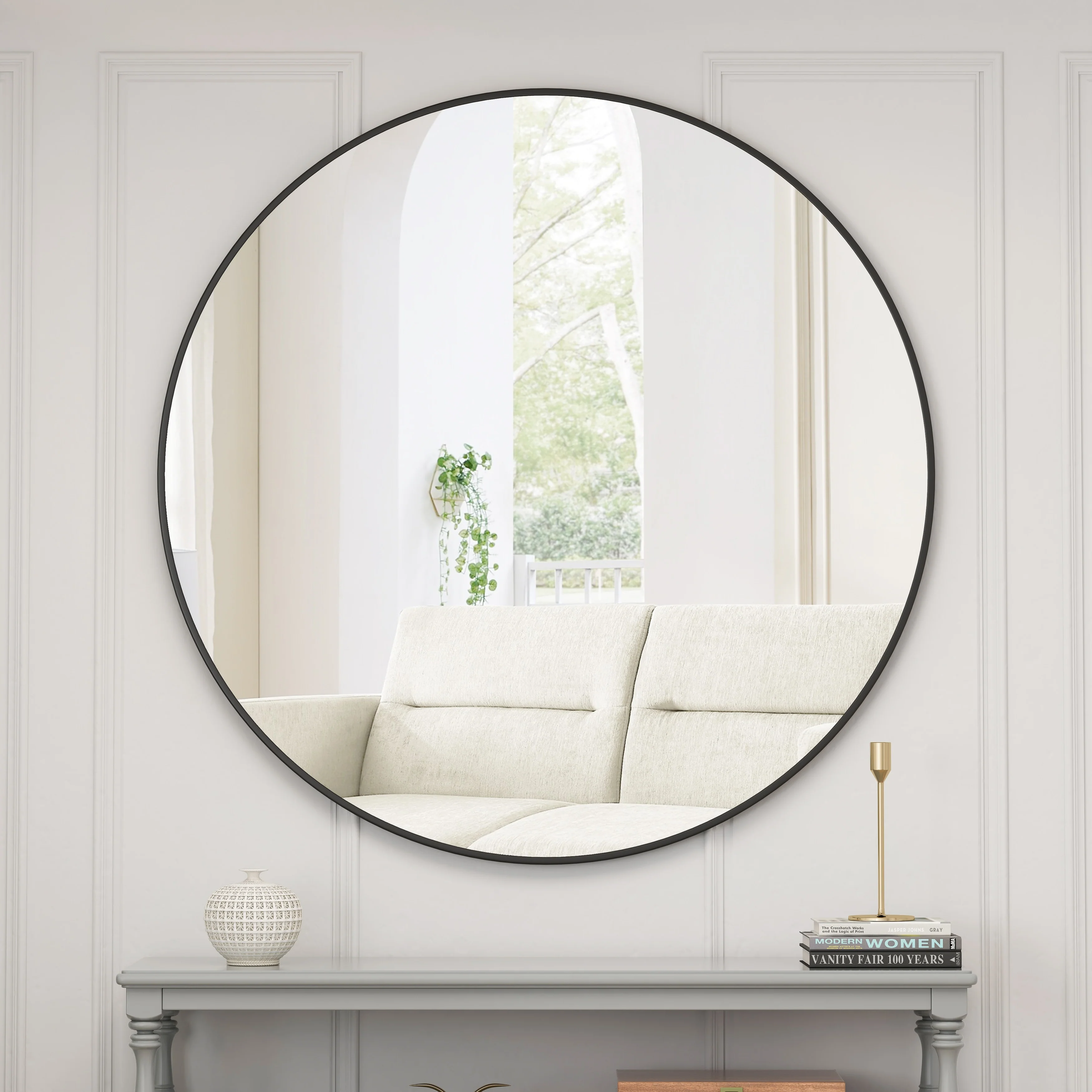 Wall Mirror 48 Inch Oversized Big Size Circular Mirror Metal Framed Mirror Round Vanity Mirror Dressing Mirror
