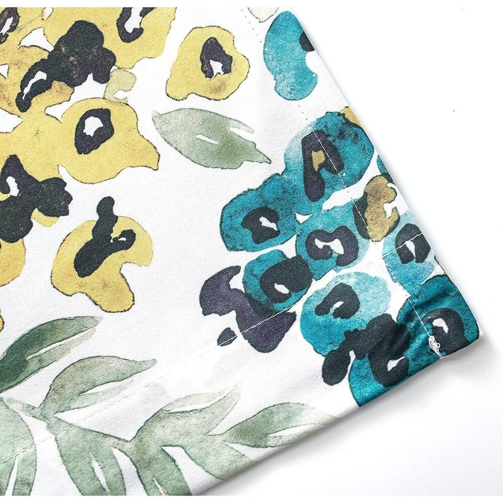 DriftAway Oliver Watercolor Flower Leaves Botanical Pattern Window Valance - 52'' Width X 18''Length - 52'' Width X 18''Length