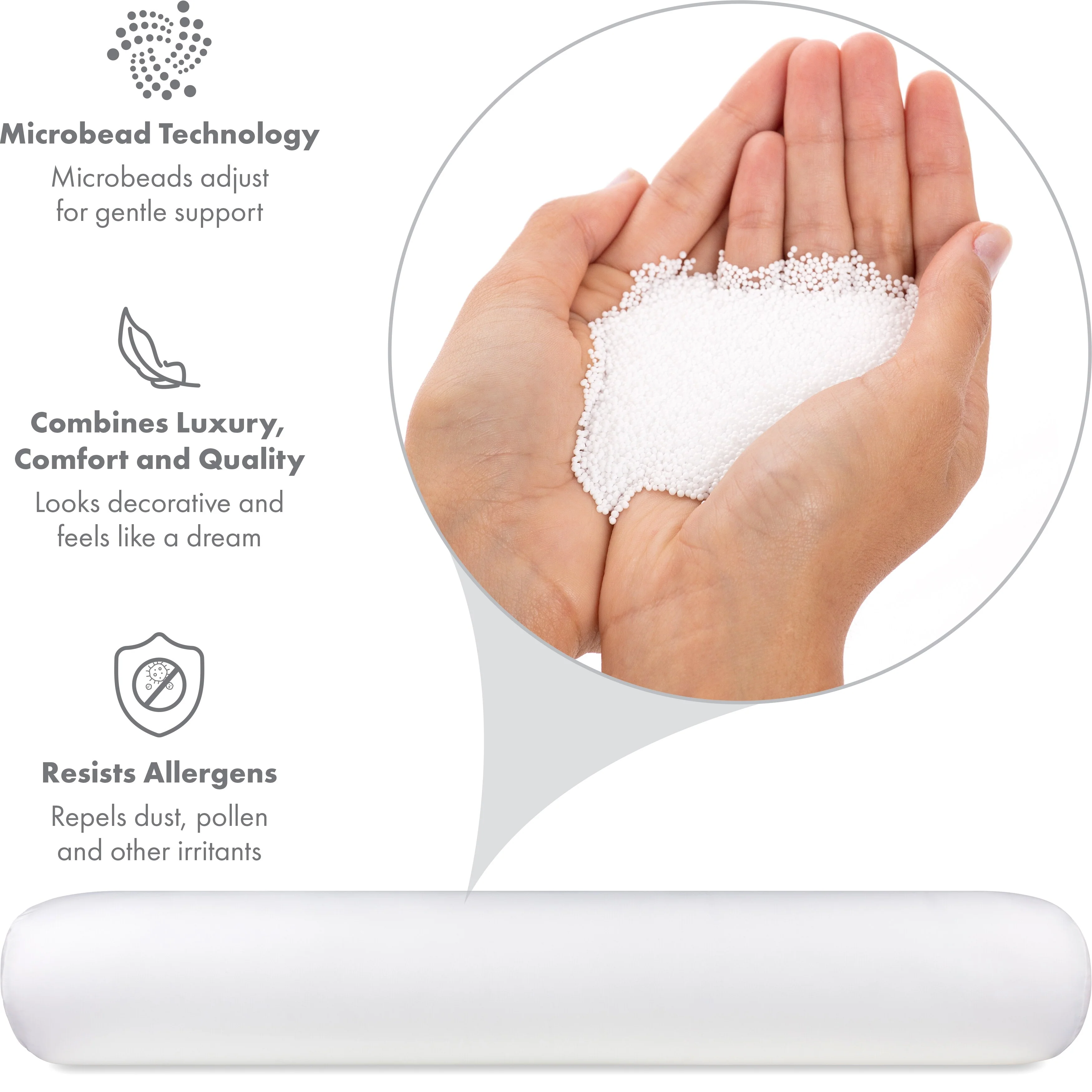 Straight Body Pillow, Premium Microbead,Side Sleeping / Pregnant Women