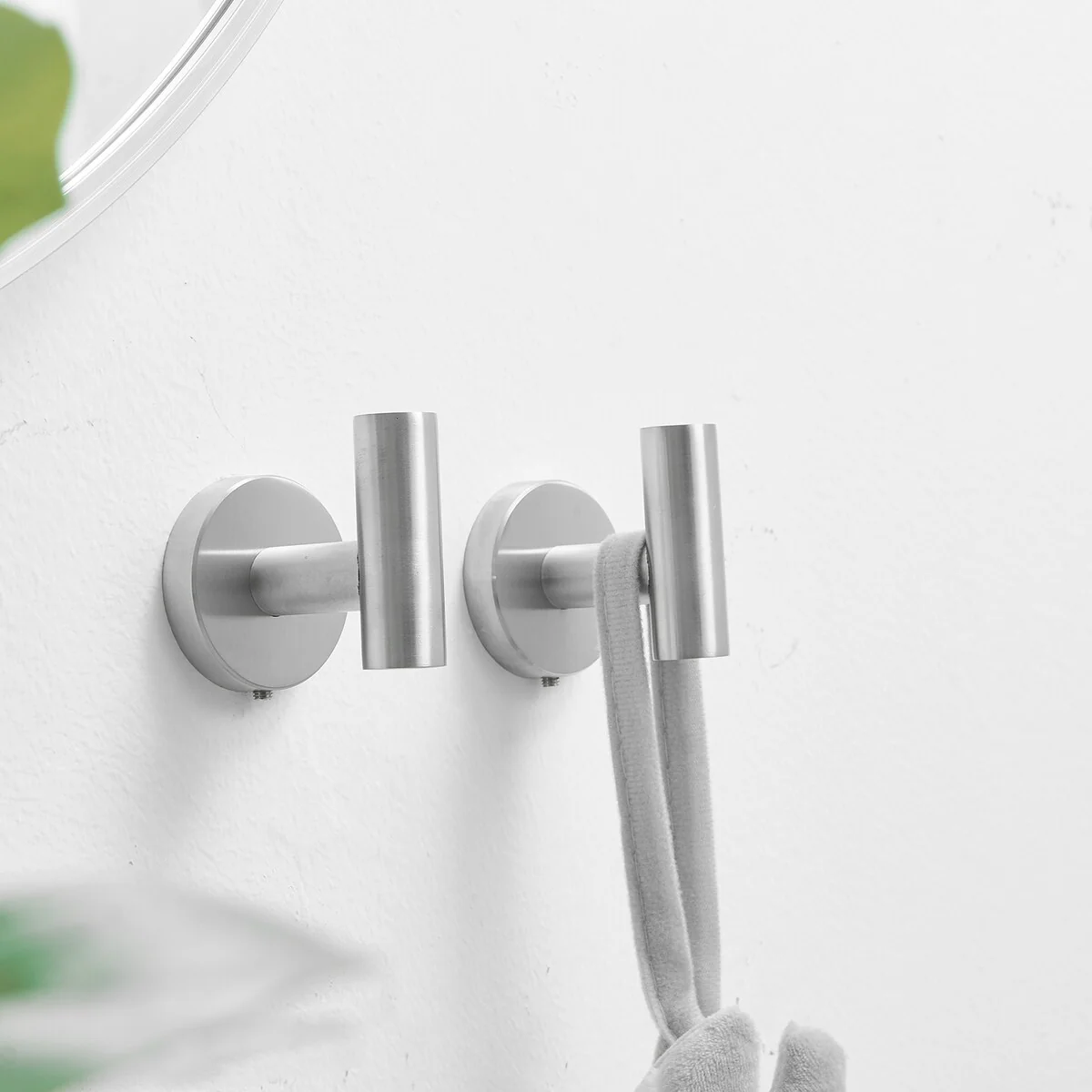 Bathroom Robe Hook Round Towel Hook in Stainless Steel(2-Pack)
