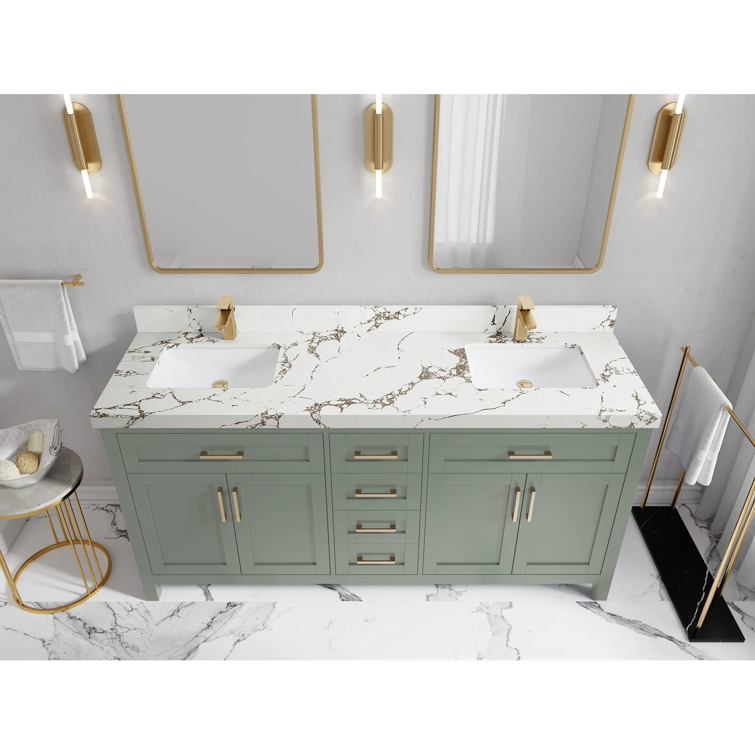 Willow Collections 72 in. W x 22 in. D Cambridge Double Sink Bathroom Vanity with Countertop