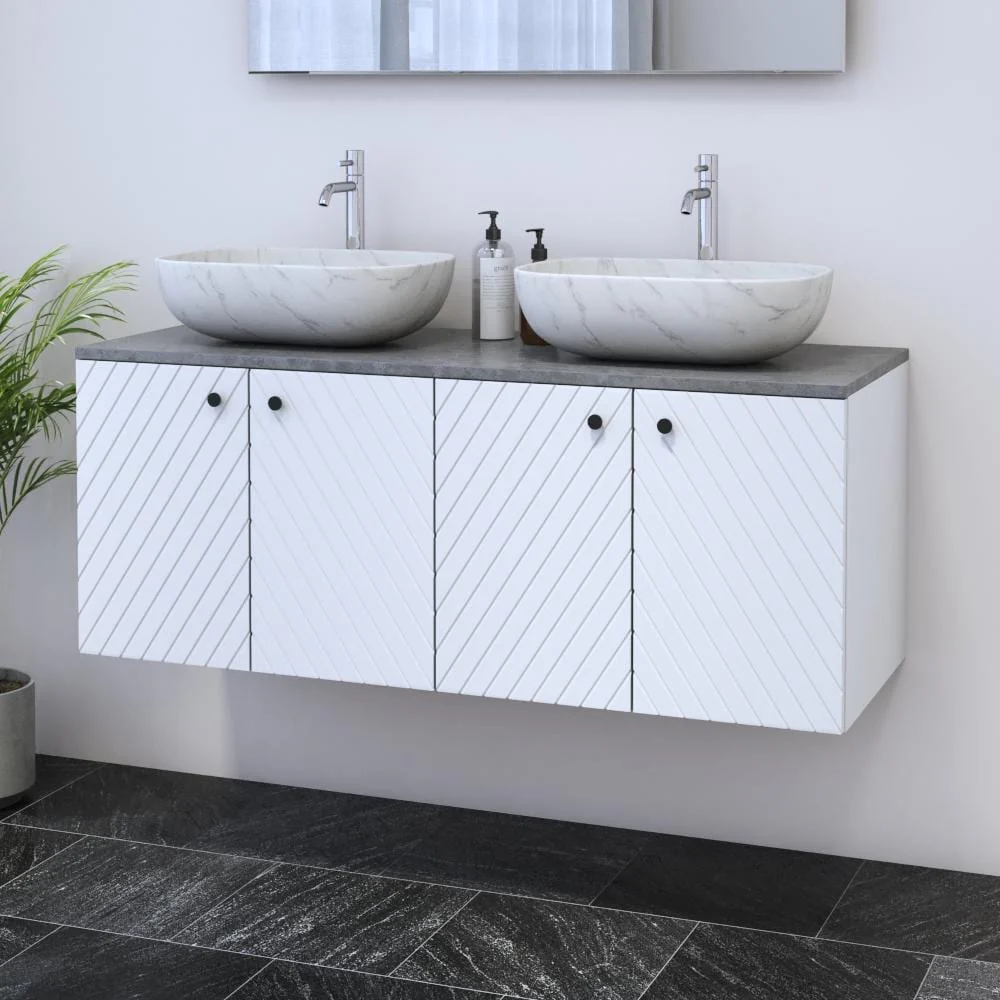 Avela 4D 120 Double Sink Floating Bathroom Vanity (48