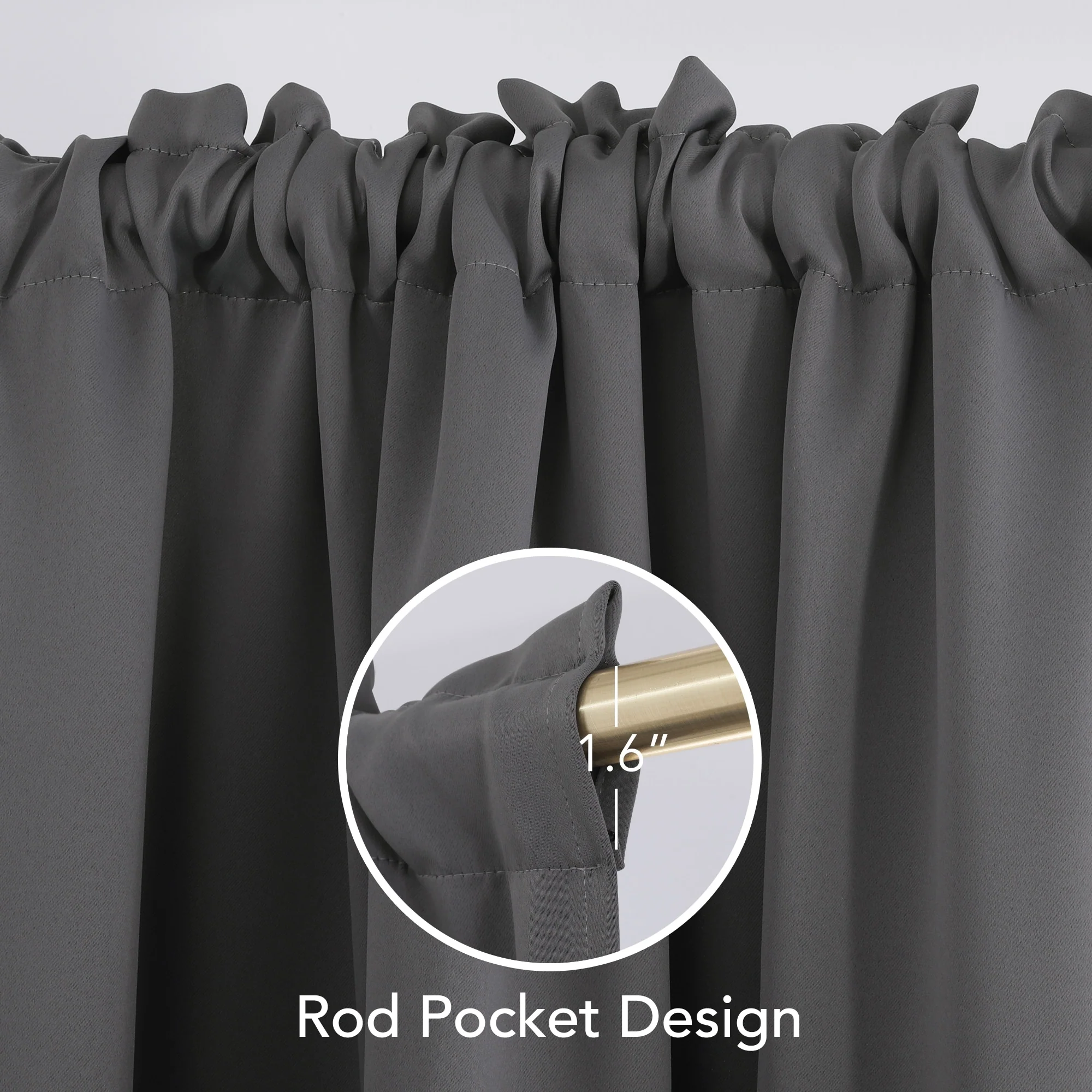 Deconovo Solid Rod Pocket Curtain Panel Pair (2 Panel)