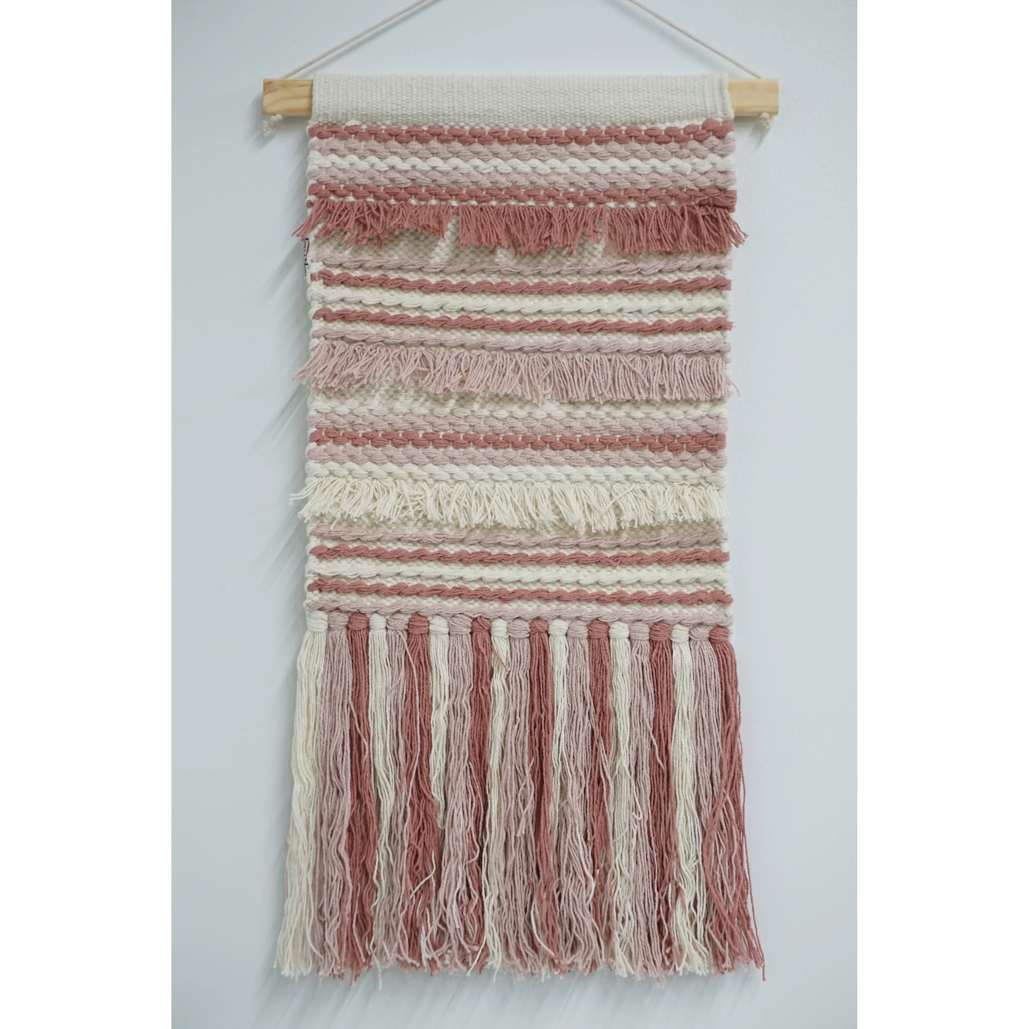 Home&Manor Wool and Cotton Macrame Wall Hanging with Rod Included - Exact Size