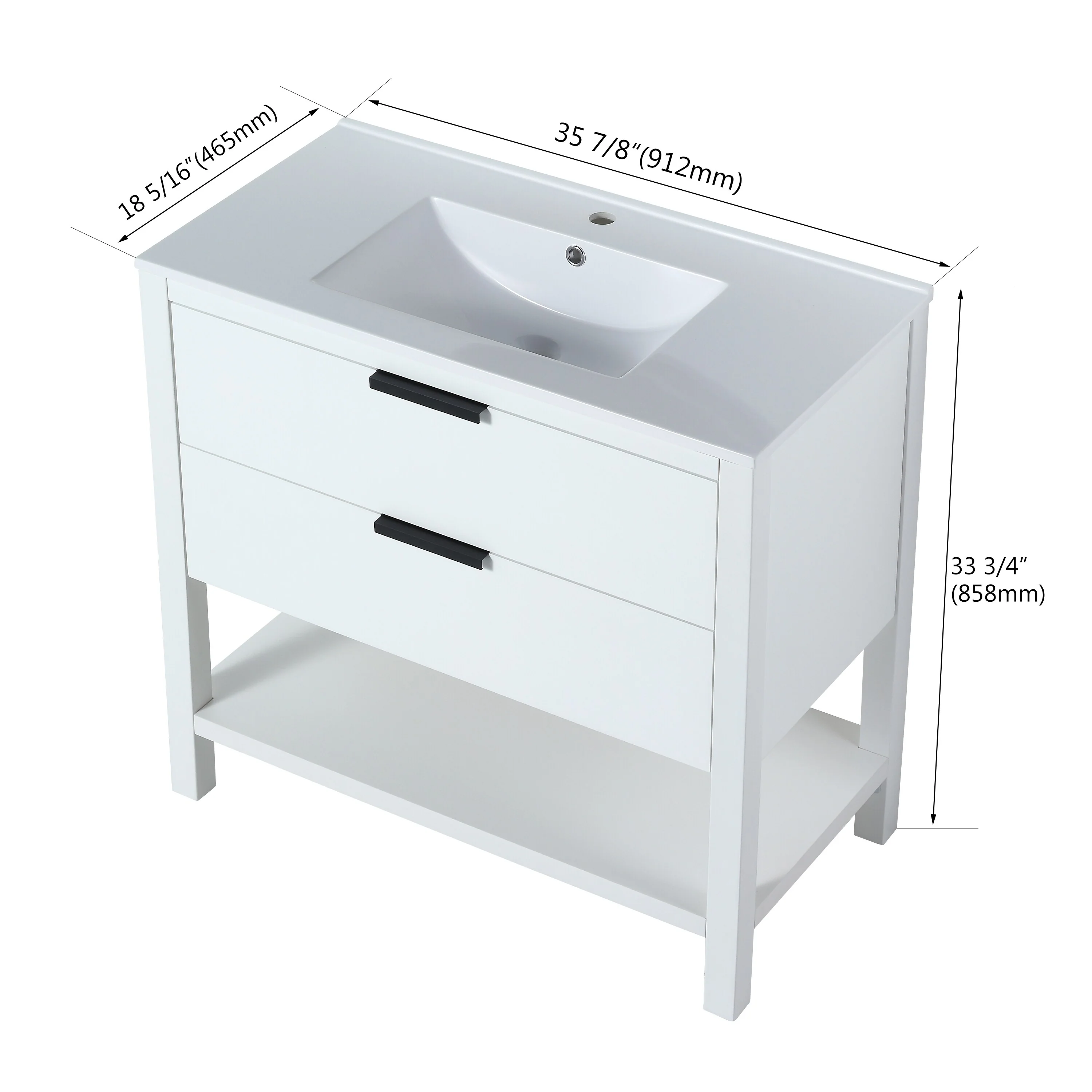 BNK 30/36 Inch Bathroom Vanity With Single Sink,Modern Bathroom Vanities With Soft Close Drawer And Shelf
