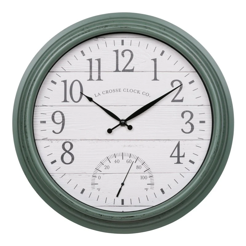 La Crosse 15.75 In. Outdoor Sagebrook Temp Quartz Clock