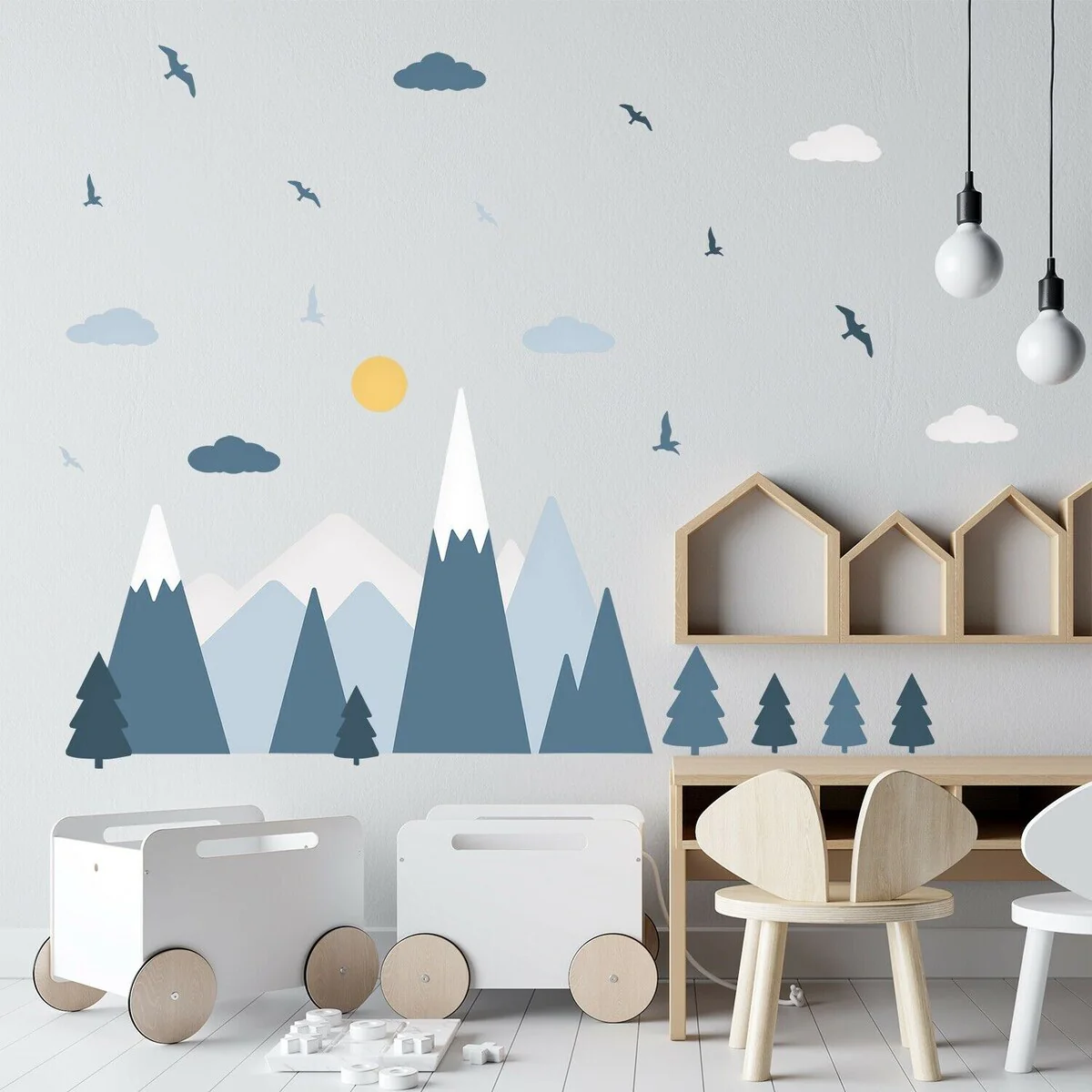 Walplus Blue Mountains Landscape Clouds Birds Children Wall Stickers